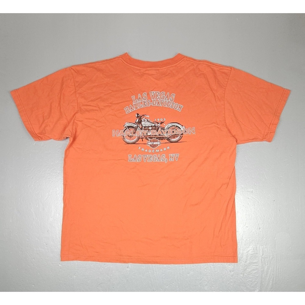 Vintage 06'‎ Harley Davidson T-Shirt Mens 2X Orange Las Vegas Nevada Made In USA